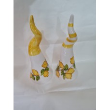 CORNO A STRISCE ORO IN CERAMICA 20 CM