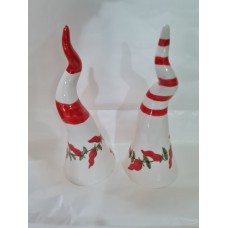 CORNO A STRISCE ROSSE IN CERAMICA 20 CM