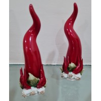 Corno in ceramica di capodimonte cm15 dec.3 agli e peperoncini