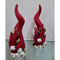Corno ceramica di capodimonte cm15 dec.5 aglio e peperoncino