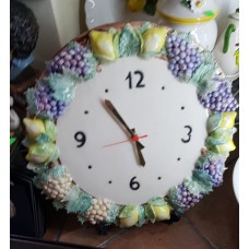 OROLOGIO IN CERAMICA CON LIMONI E GRAPPOLI D'UVA   DIAM. 40 CM