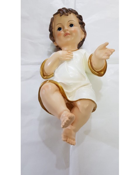 Gesù Bambino in Resina Cm 25 + Cuscino - Bimbo Bambinello Natività Presepe