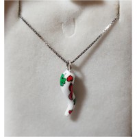 COLLANA ARGENTO 925 E CORNO ARGENTO LACCATO CON DECORI AMULETI