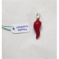 CORNO ARGENTO 925 SMALTATO H.2CM