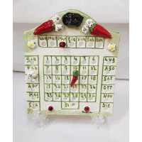 CALENDARIO PERPETUE IN CERAMICA SOGGETTO AGLIO E PEPERONCINO H16XL14