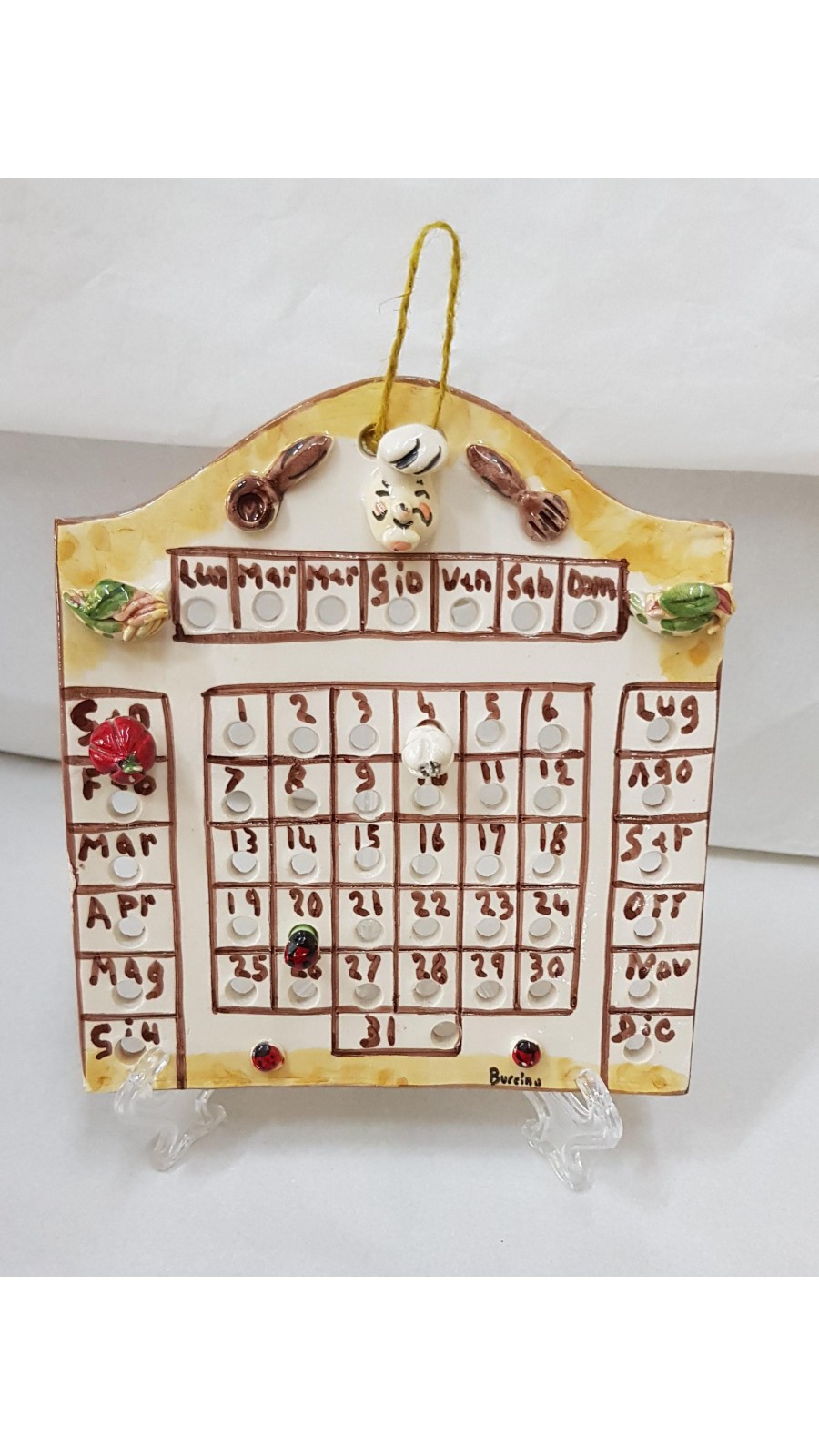 CALENDARIO PERPETUE IN CERAMICA SOGGETTO CUOCO H16XL14