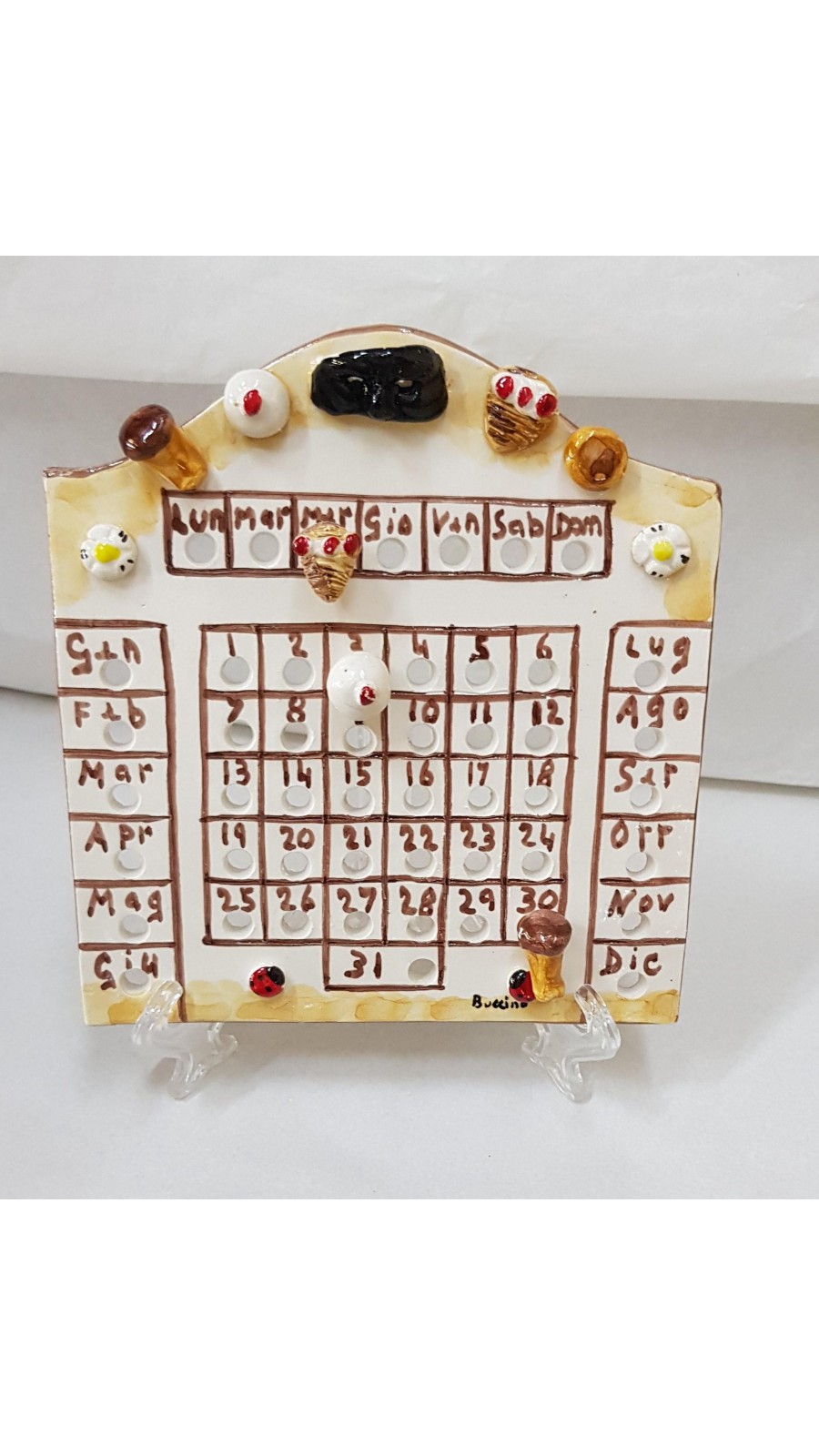 CALENDARIO PERPETUE IN CERAMICA SOGGETTO DOLCI NAPOLETANI H16XL14