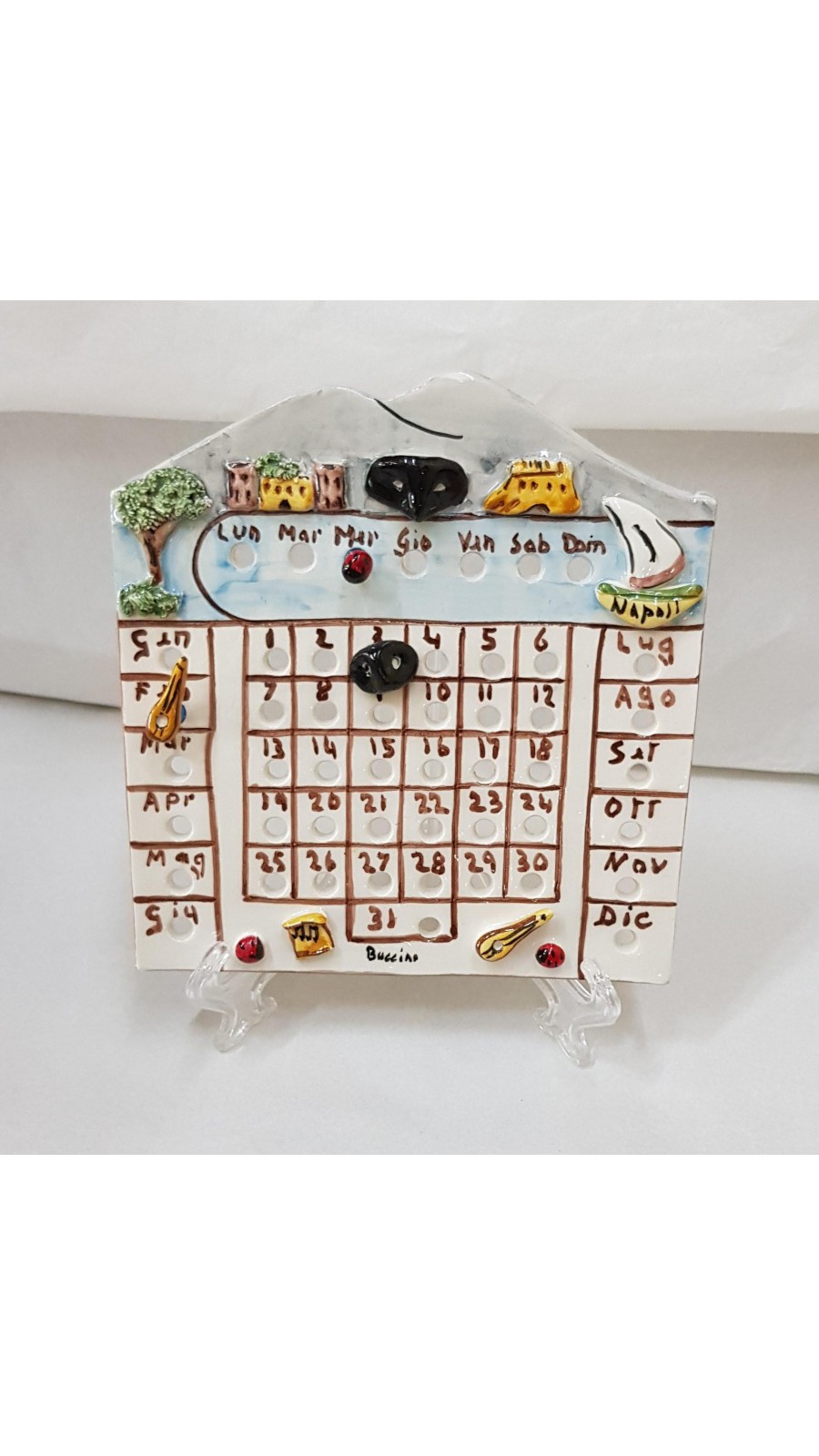 CALENDARIO PERPETUE IN CERAMICA SOGGETTO NAPOLI H18XL14