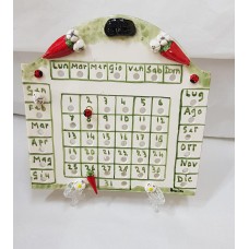 CALENDARIO PERPETUE IN CERAMICA SOGGETTO AGLIO E PEPERONCINO H19XL19