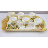 SET 6 BICCHIERINI LIMONCELLO +VASSOIO IN CERAMICA DIPINTO A MANO