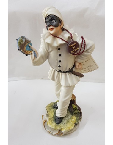 PULCINELLA H21XL11 IN PORCELLANA DI CAPODIMONTE