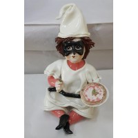 PULCINELLA CON PIZZA H30X20L IN PORCELLANA DI CAPODIMONTE