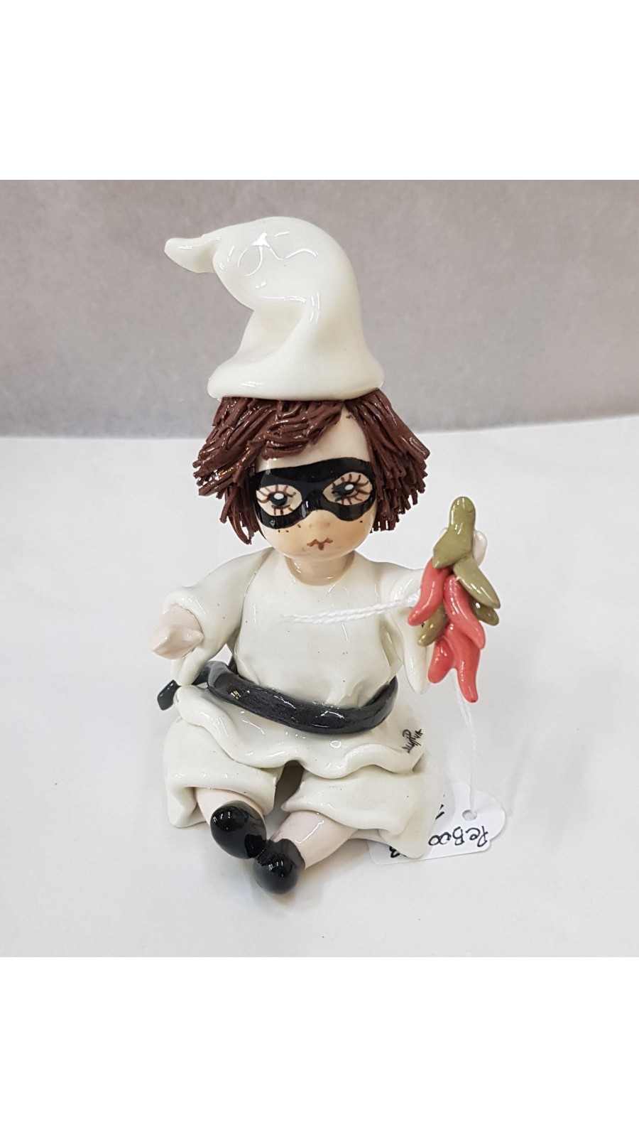 PULCINELLA CON PEPERONCINO CM10 IN PORCELLANA DI CAPODIMONTE