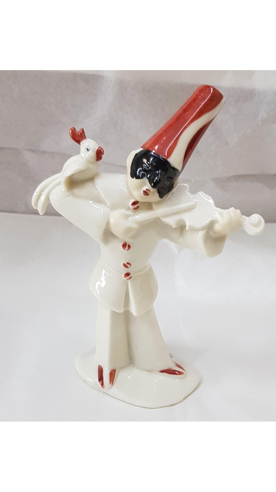 PULCINELLA CON VIOLINO CM15 IN CERAMICA DI CAPODIMONTE