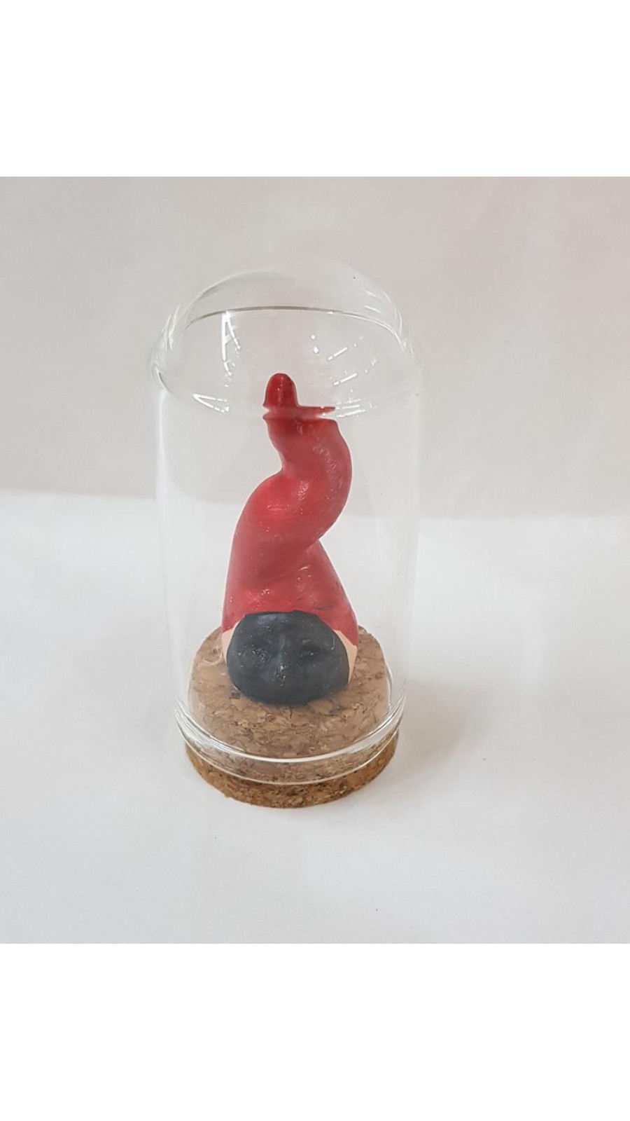 CAMPANA VETRO CM 7.5 CON PULCINELLA IN TERRACOTTA