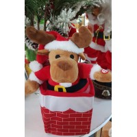 BABBO NATALE PELUCHE MUSICALEIN CAMINO CHE SALE E SCENDE 