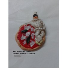 MAGNETE PULCINELLA CON PIZZA PASTA DI CERAMICA