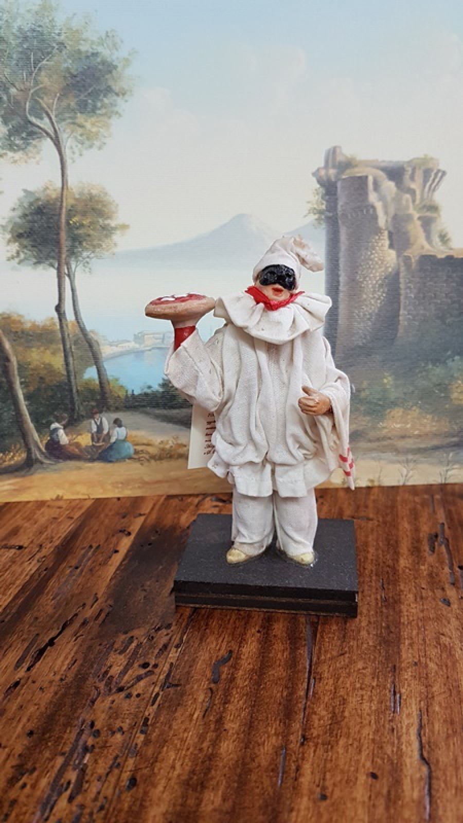 PULCINELLA TERRACOTTA VESTITO CM10 CON PIZZA