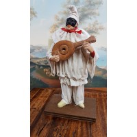 PULCINELLA TERRACOTTA VESTITO CM20 CON MANDOLINO