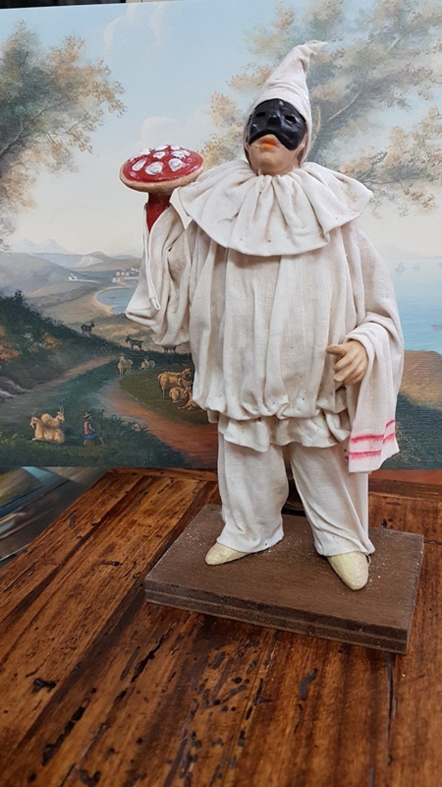 PULCINELLA TERRACOTTA VESTITO CM20 CON PIZZA