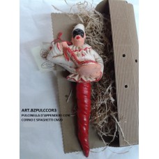 PULCINELLA D'APPENDERE CON CORNO E SPAGHETTI CM20